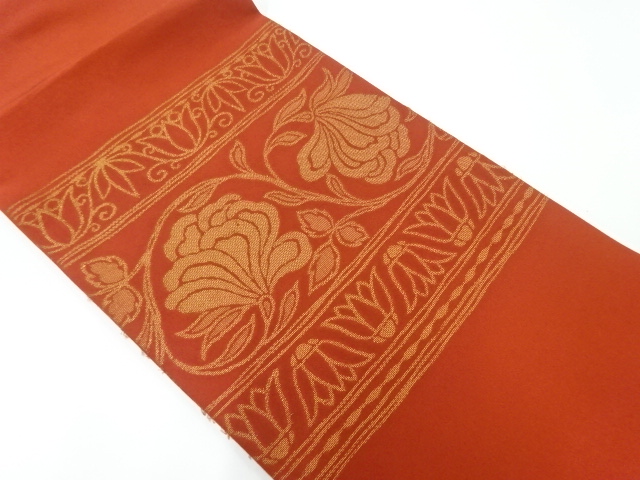 JAPANESE NAGOYA OBI / WOVEN FLOWER ARABESQUE